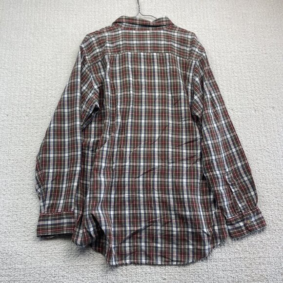 Vintage 90s Woolrich Flannel Button Down Shirt Mens Red Blue Green USA Made READ - Picture 10 of 14
